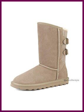 Women's Mid Calf Winter Snow Boots Faux Fur Lined Buckle